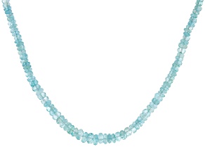 Pre-Owned Blue Aquamarine Rhodium Over Sterling Silver Graduated Beaded Necklace
