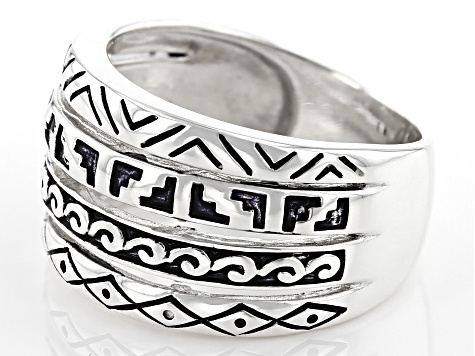 Pre-Owned Rhodium Over Sterling Silver Southwestern Band Ring