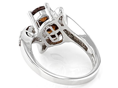 Pre-Owned Mocha And White Cubic Zirconia Rhodium Over Sterling Silver Ring 3.65ctw
