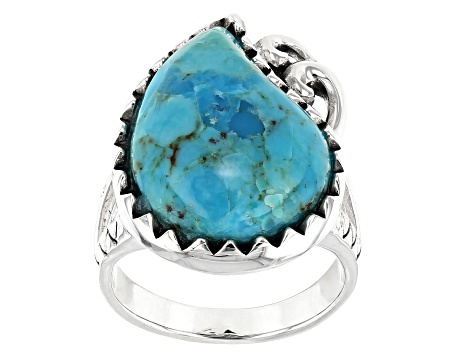 Pre-Owned Turquoise Rhodium Over Silver Ring