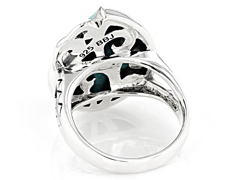 Pre-Owned Turquoise Rhodium Over Silver Ring