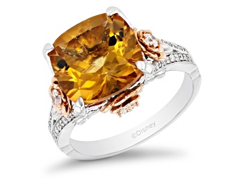 Picture of Pre-Owned Enchanted Disney Belle Rose Ring White Diamond And Citrine 10k Two-Tone 5.30ctw
