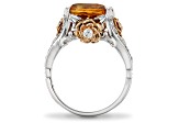 Pre-Owned Enchanted Disney Belle Rose Ring White Diamond And Citrine 10k Two-Tone 5.30ctw