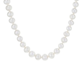Pre-Owned White Cultured Freshwater Pearl Rhodium Over Sterling Silver 18 Inch Strand Necklace