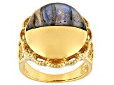 Pre-Owned Labradorite 18K Yellow Gold Over Silver Moonlight Over the Countryside Ring