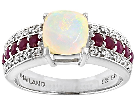 Pre-Owned Ethiopian Opal Sterling Silver Ring 1.32ctw