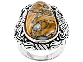 Pre-Owned Spiny Oyster Shell Rhodium Over Silver Solitaire Ring