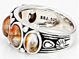 Pre-Owned Spiny Oyster Shell  Rhodium Over Sterling Silver 5-Stone Ring
