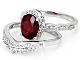 Pre-Owned Red Mahaleo(R)  Ruby Rhodium Over Sterling Silver Set of 2 Rings 2.64ctw