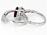 Pre-Owned Red Mahaleo(R)  Ruby Rhodium Over Sterling Silver Set of 2 Rings 2.64ctw