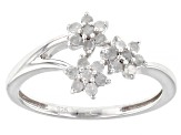 Pre-Owned White Diamond Rhodium Over Sterling Silver Cluster Floral Ring 0.33ctw