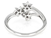 Pre-Owned White Diamond Rhodium Over Sterling Silver Cluster Floral Ring 0.33ctw