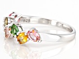 Pre-Owned Multi Color Tourmaline Rhodium Over Sterling Silver Ring 1.19ctw