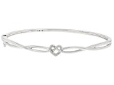 Pre-Owned White Diamond Rhodium Over Sterling Silver Love Knot Bangle Bracelet 0.10ctw