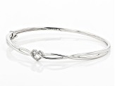 Pre-Owned White Diamond Rhodium Over Sterling Silver Love Knot Bangle Bracelet 0.10ctw