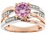Pre-Owned Pink and colorless moissanite 14k rose gold and  platineve over silver two tone ring 1.62c