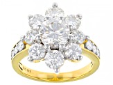 Pre-Owned Moissanite 14k yellow gold over sterling silver ring 3.32ctw DEW.