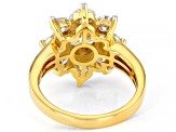 Pre-Owned Moissanite 14k yellow gold over sterling silver ring 3.32ctw DEW.
