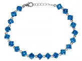 Pre-Owned Blue Cubic Zirconia Rhodium Over Sterling Silver Bracelet 30.71ctw