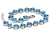 Pre-Owned Blue Cubic Zirconia Rhodium Over Sterling Silver Bracelet 30.71ctw