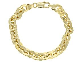 Pre-Owned 18K Yellow Gold Over Sterling Silver 9MM Rolo Link Bracelet