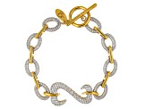 Pre-Owned White Cubic Zirconia 14k Yellow Gold Over Sterling Silver Bracelet