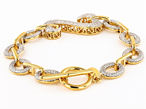 Pre-Owned White Cubic Zirconia 14k Yellow Gold Over Sterling Silver Bracelet