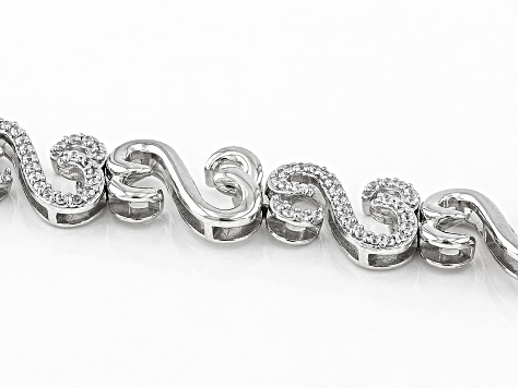 Pre-Owned White Cubic Zirconia Rhodium Over Sterling Silver Tennis Bracelet