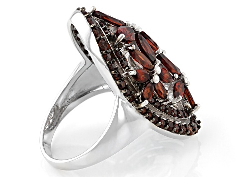 Pre-Owned Red Garnet Rhodium Over Sterling Silver Ring 4.73ctw