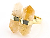 Pre-Owned Double Citrine 18K Yellow Gold Over Brass Ring