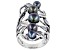 Pre-Owned Black Cultured Freshwater Pearl Sterling Silver Ring