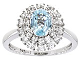 Pre-Owned Blue Zircon Rhodium Over Sterling Silver Ring 2.90ctw