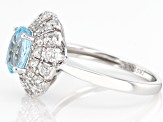 Pre-Owned Blue Zircon Rhodium Over Sterling Silver Ring 2.90ctw
