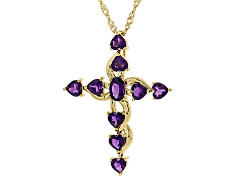 Pre-Owned Purple Amethyst 18K Yellow Gold Over Silver Pendant With Chain 1.94ctw