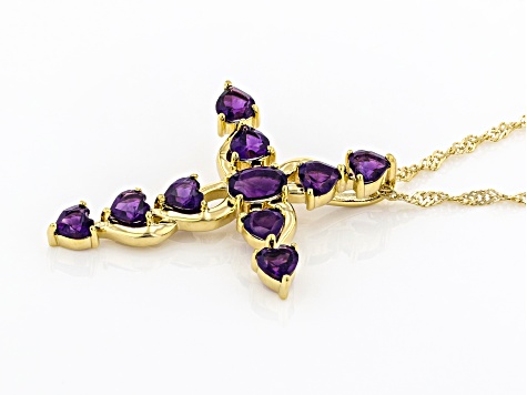 Pre-Owned Purple Amethyst 18K Yellow Gold Over Silver Pendant With Chain 1.94ctw