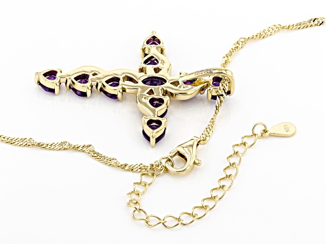 Pre-Owned Purple Amethyst 18K Yellow Gold Over Silver Pendant With Chain 1.94ctw