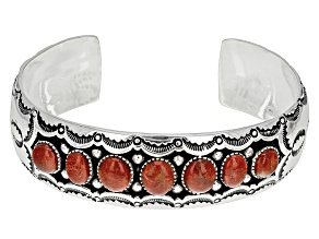 Pre-Owned Red sponge coral silver bracelet