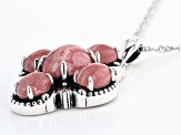 Pre-Owned Pink Rhodochrosite Rhodium Over Sterling Silver Pendant with Chain
