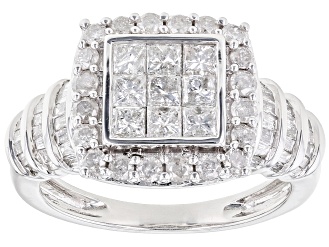 Pre-Owned White Diamond 10k White Gold Quad Ring 1.50ctw