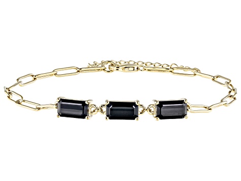 Pre-Owned Black Spinel 18k Yellow Gold Over Sterling Silver Bracelet 5.10ctw