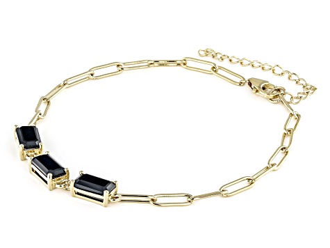 Pre-Owned Black Spinel 18k Yellow Gold Over Sterling Silver Bracelet 5.10ctw