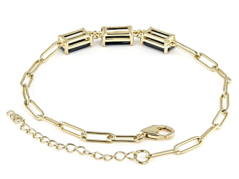 Pre-Owned Black Spinel 18k Yellow Gold Over Sterling Silver Bracelet 5.10ctw
