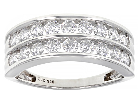 Pre-Owned Moissanite platineve multi row ring 1.08ctw DEW