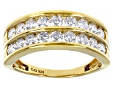 Pre-Owned Moissanite 14k yellow gold over sterling silver multi row ring 1.08ctw DEW