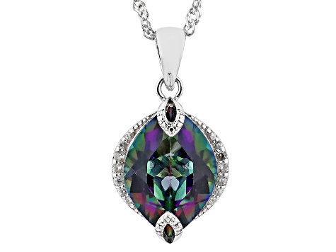 Pre-Owned Multi-Color Quartz Rhodium Over Silver Pendant With Chain 4.18ctw