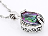 Pre-Owned Multi-Color Quartz Rhodium Over Silver Pendant With Chain 4.18ctw