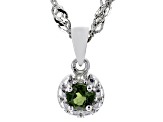 Pre-Owned Green Chrome Diopside Rhodium Over Silver Pendant With Chain 0.10ctw