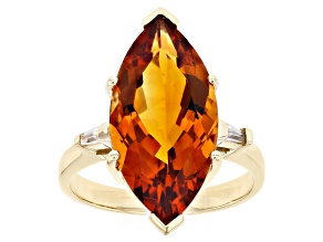 Pre-Owned Orange Madeira Citrine 10K Yellow Gold Ring. 6.52ctw