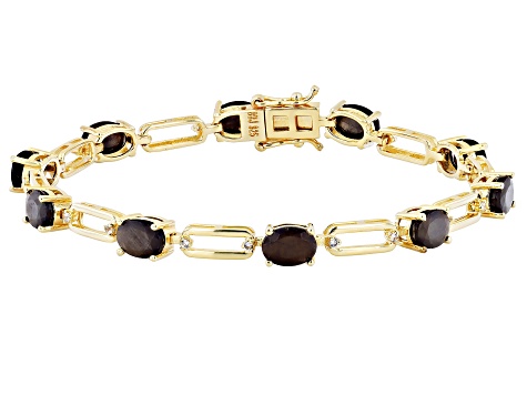 Pre-Owned Golden Sheen Sapphire 18k Yellow Gold Over Sterling Silver Bracelet 10.61ctw