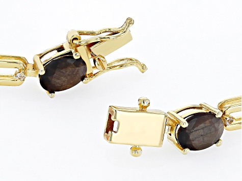 Pre-Owned Golden Sheen Sapphire 18k Yellow Gold Over Sterling Silver Bracelet 10.61ctw